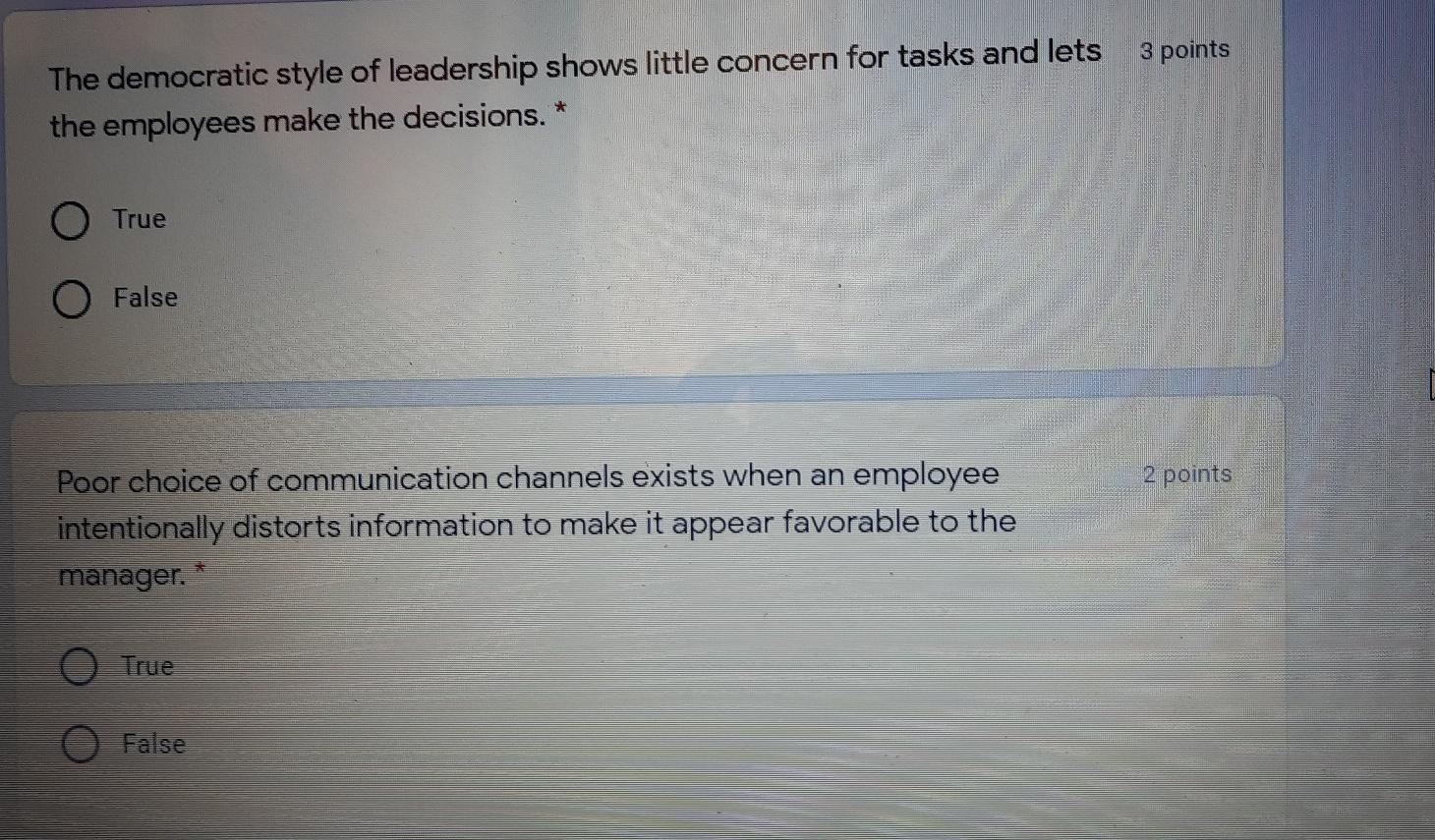 3 points The democratic style of leadership shows