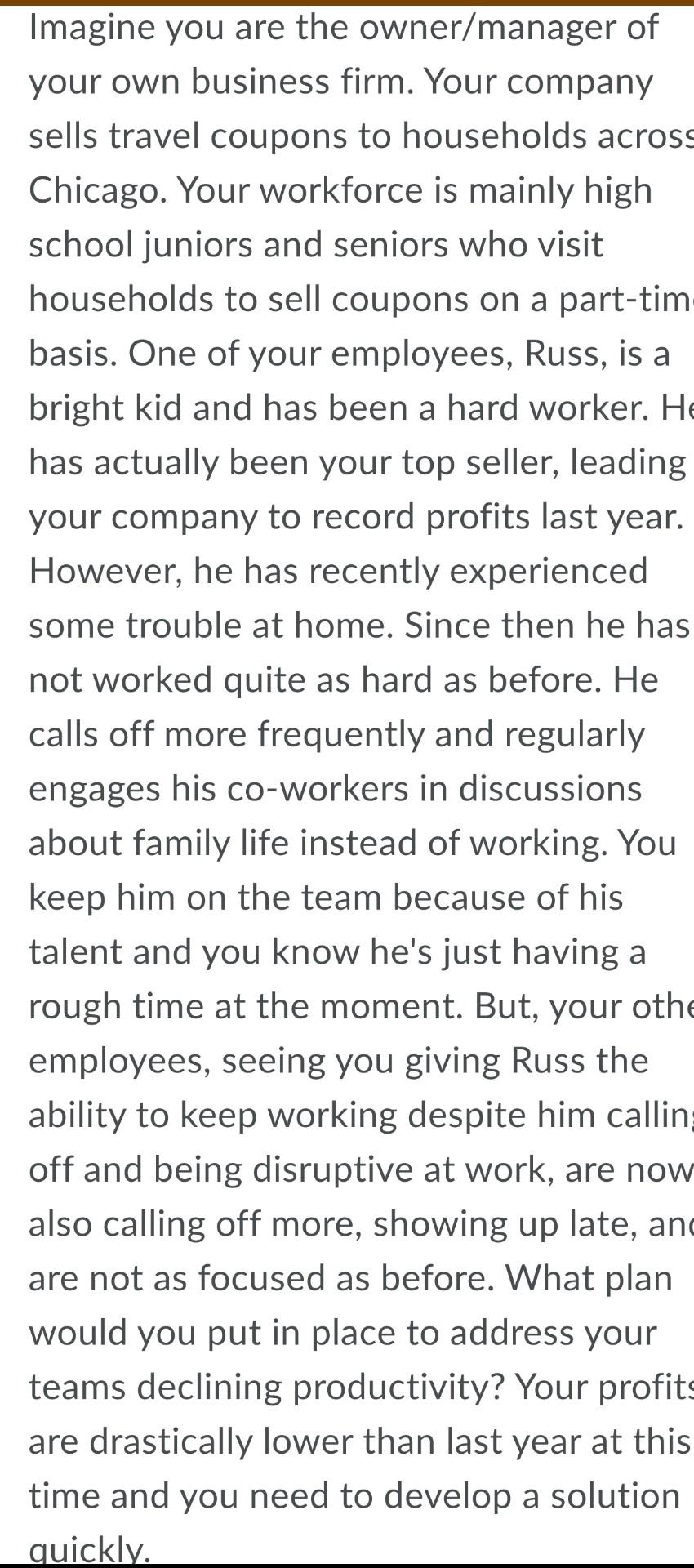 please answer this question thank you Imagine you