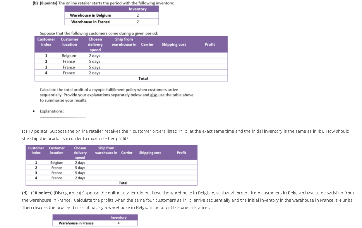 Problem 3 (35 points) An online retailer sells