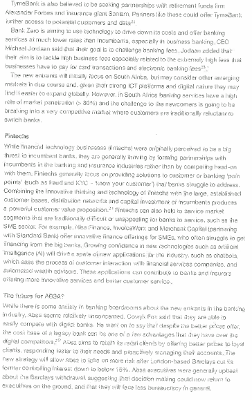 Would you regard fintech as a competitor or