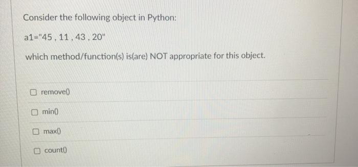 Consider the following object in Python: al="45,