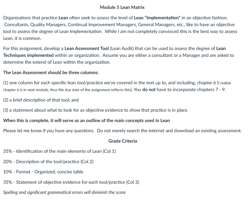 Module 5 Lean Matrix Organizations that practice