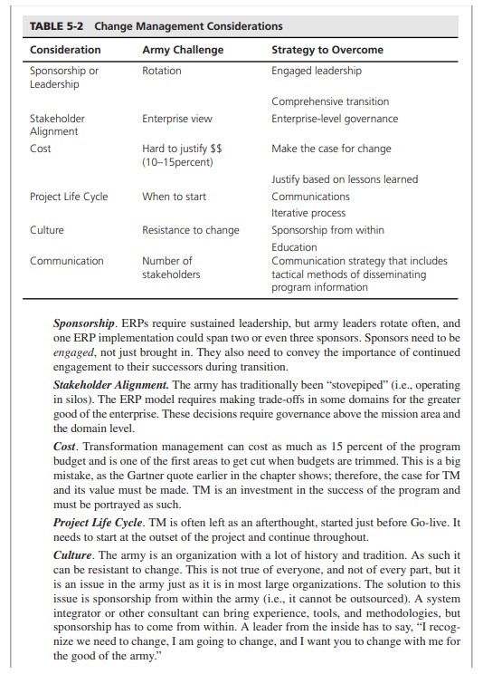 US Army 2. What were the key implementation