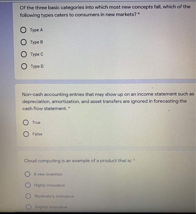 Of the three basic categories into which most new