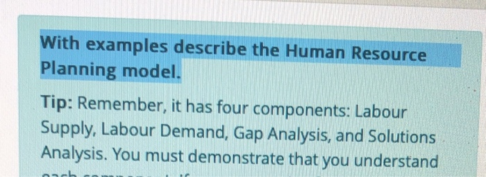 With examples describe the Human Resource