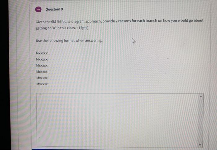 this is the full quesdion Given the 6M fishbone