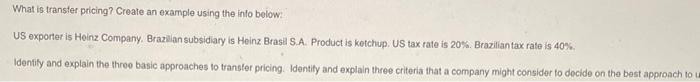 What is transter pricing? Create an example using