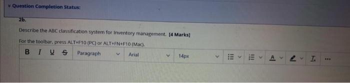 Question Completion Status: 2b. Describe the ABC