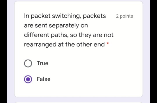 In packet switching, packets 2 points are sent