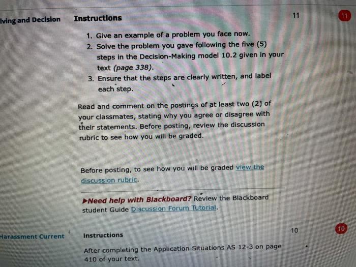 Instructions 11 11 lving and Decision 1. Give an