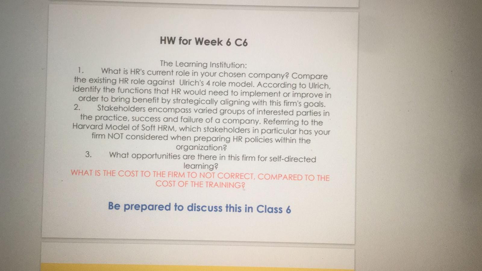 Homework for Class 7: Creating the Questionnaire