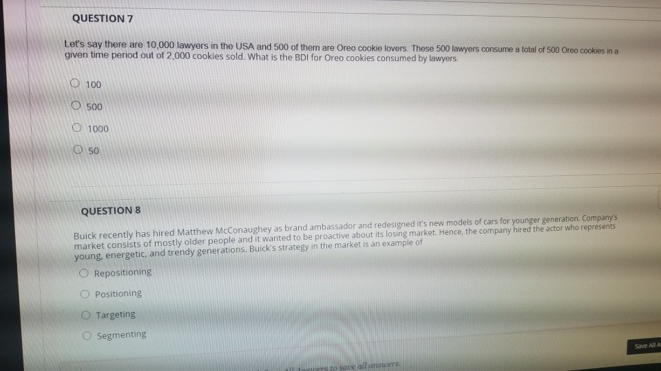 QUESTION 7 Let's say there are 10,000 lawyers in