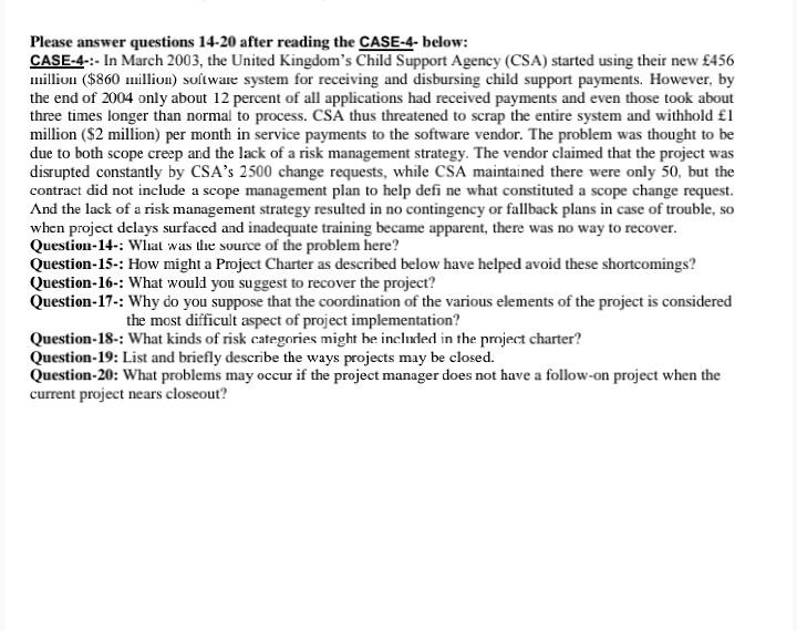 it is related to Project management subject plz