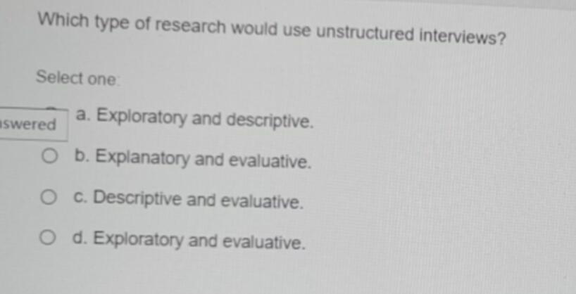 Which type of research would use unstructured