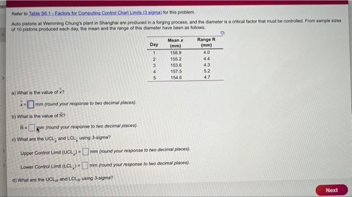 her Roter to Table 56.1. Eactors for Computing