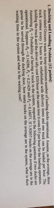 1. Docking and Loading Problem (12 points]: