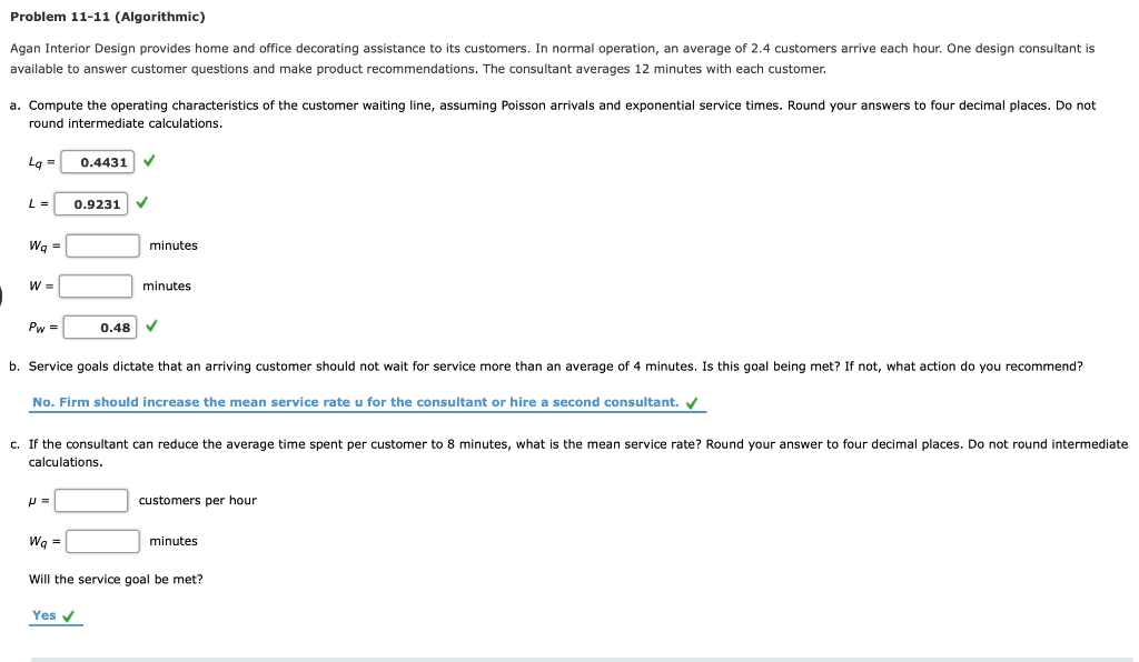Problem 11-11 (Algorithmic) Agan Interior Design