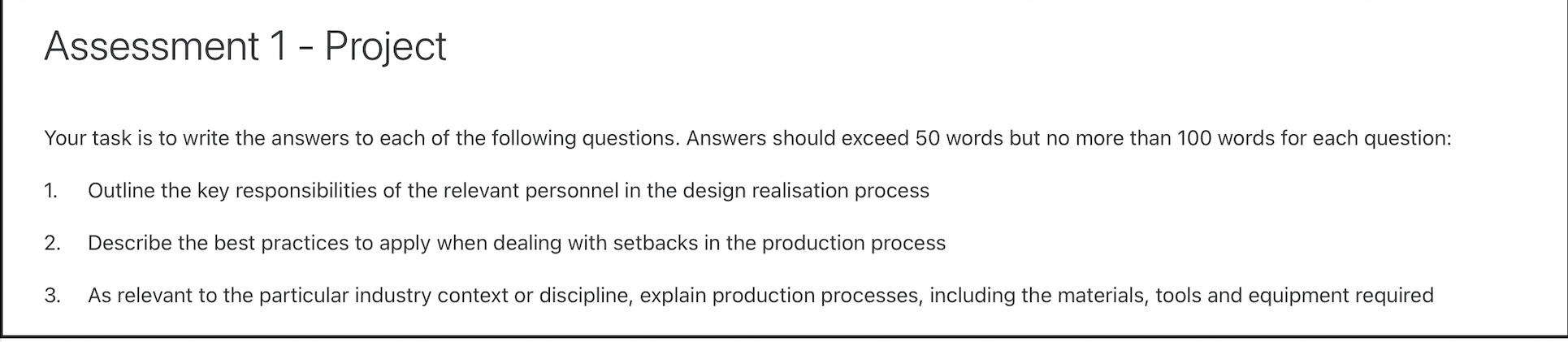 Assessment 1 - Project Your task is to write the
