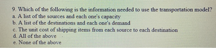 9. Which of the following is the information