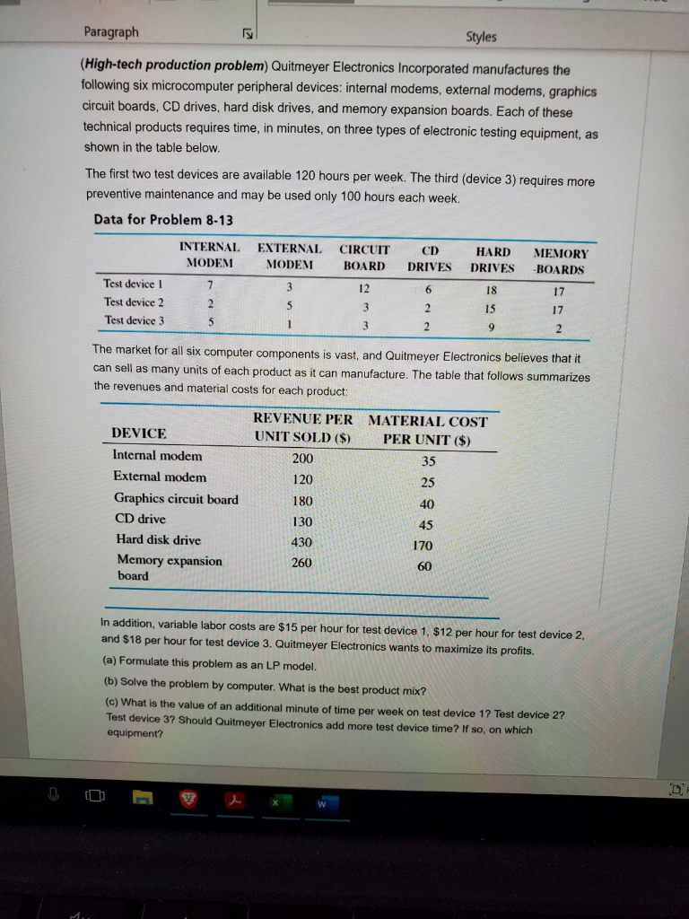 Paragraph Styles (High-tech production problem)