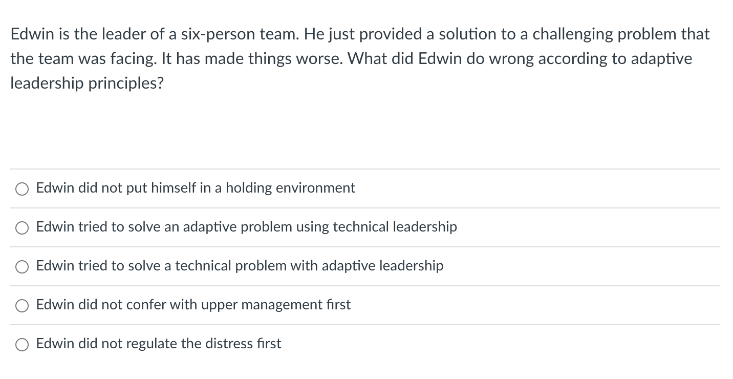 Rather than framing the adaptive leader as a