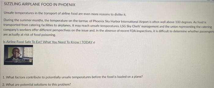 SIZZLING AIRPLANE FOOD IN PHOENIX Unsafe