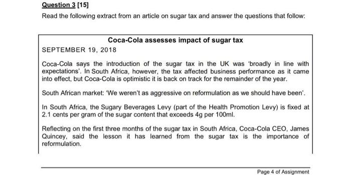 Question3 [15] Read the following extract from an