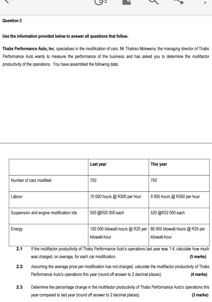 Use the information provided below to answer all