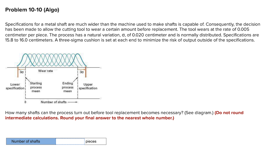 Problem 10-10 (Algo) Specifications for a metal