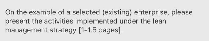 On the example of a selected (existing)