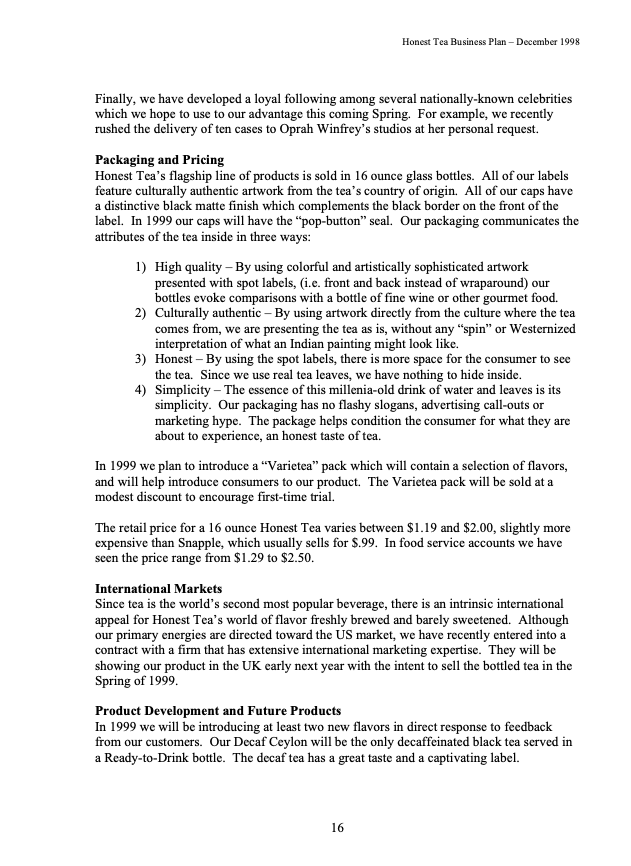 Please read the business plan given in your book