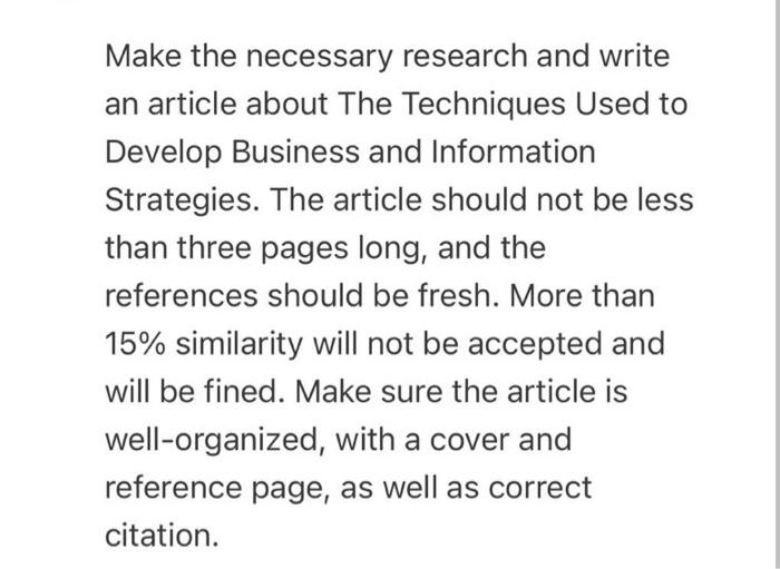 Make the necessary research and write an article