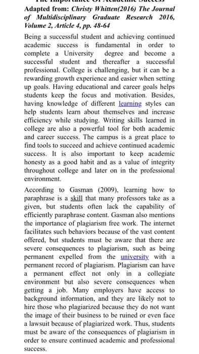 1. Summarise the whole text. (10 marks) Adapted