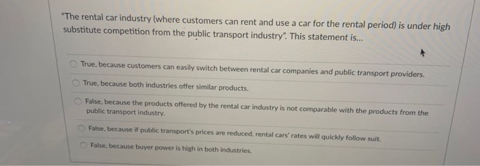 "The rental car industry (where customers can