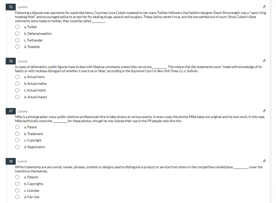 75 2 points Following a dispute over payments for