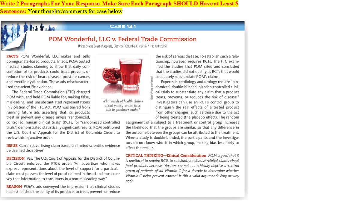 Write 2 Paragraphs For Your Response. Make Sure