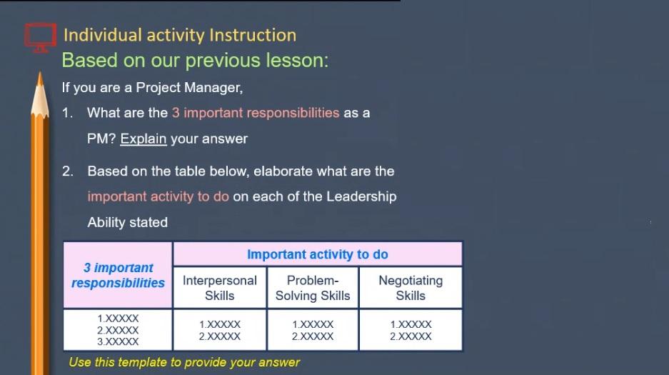 PROJECT MANAGEMENT Individual activity