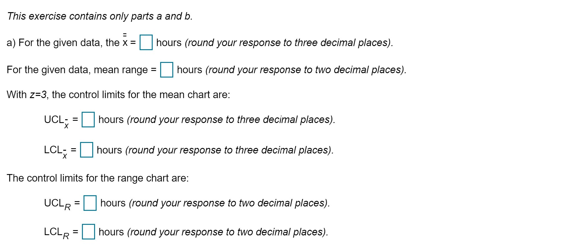 Refer to Table 56.1 - Factors for Computing