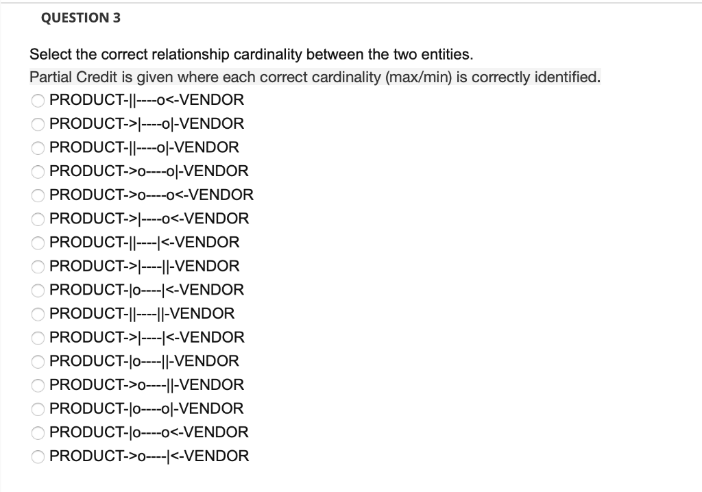 Select the correct relationship cardinality