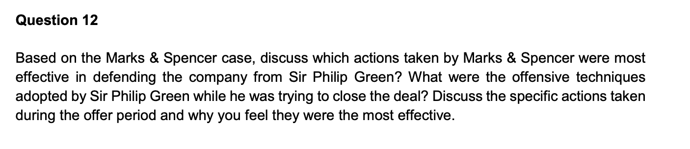 Based on the Marks \& Spencer case, discuss which