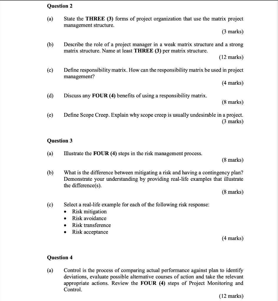 Question 2 (a) State the THREE (3) forms of