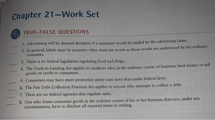 chapter 21 Chapter 21-Work Set TRUE FALSE