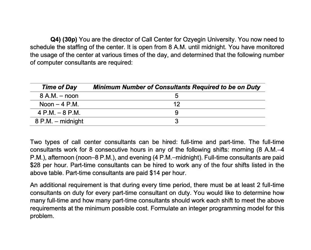 CAN YOU ANSWER IT IN CLOSED FORM PLS ? Q4) (30p)