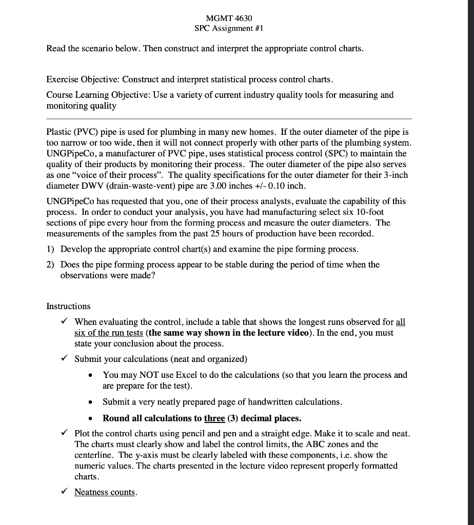 MGMT 4630 SPC Assignment #1 Read the scenario