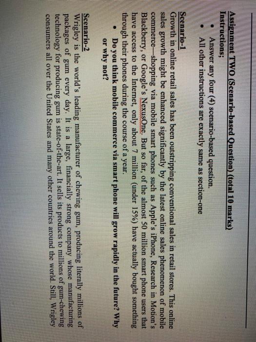 Assignment TWO (Scenario-based Question total 10