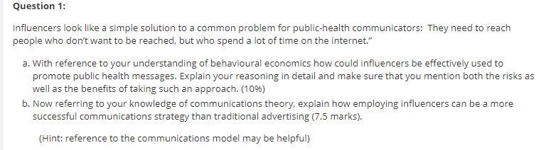 Question 1: Influencers look like a simple