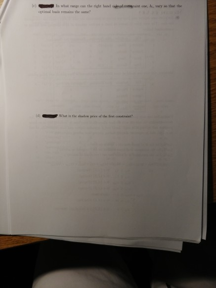 Sensitivity Analysis - EXERCISE 312 #5) Consider