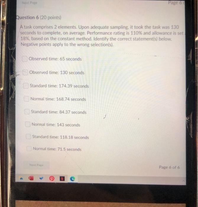 Question 6 (20 points) A task comprises 2