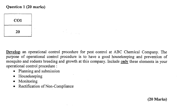 Question 1 (20 marks) Develop an. operational