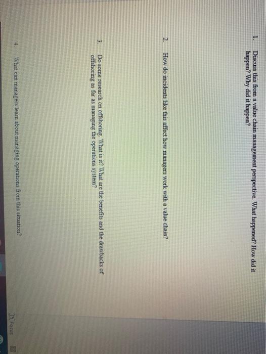 1. Discuss this from a value chain management